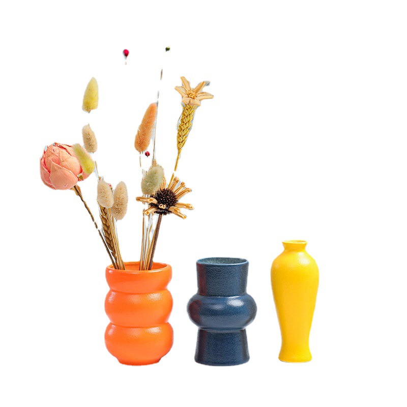 High temperature ceramic vase tabletop small vase can hold water, dried flowers, flower arrangements, decorative ornaments, cross-border hot selling combination set three