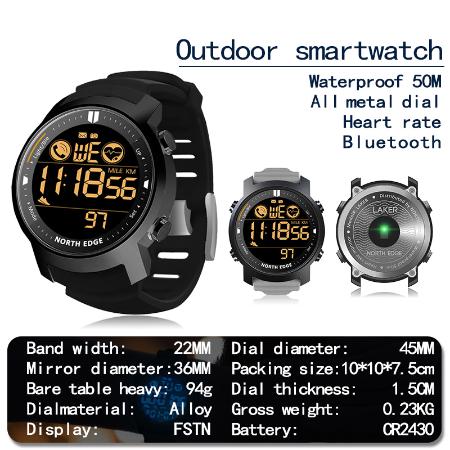 Amazon Smart Sports Metal Watch Heart Rate Waterproof Swimming Bluetooth Watch Calorie Consumption Tactical Watch