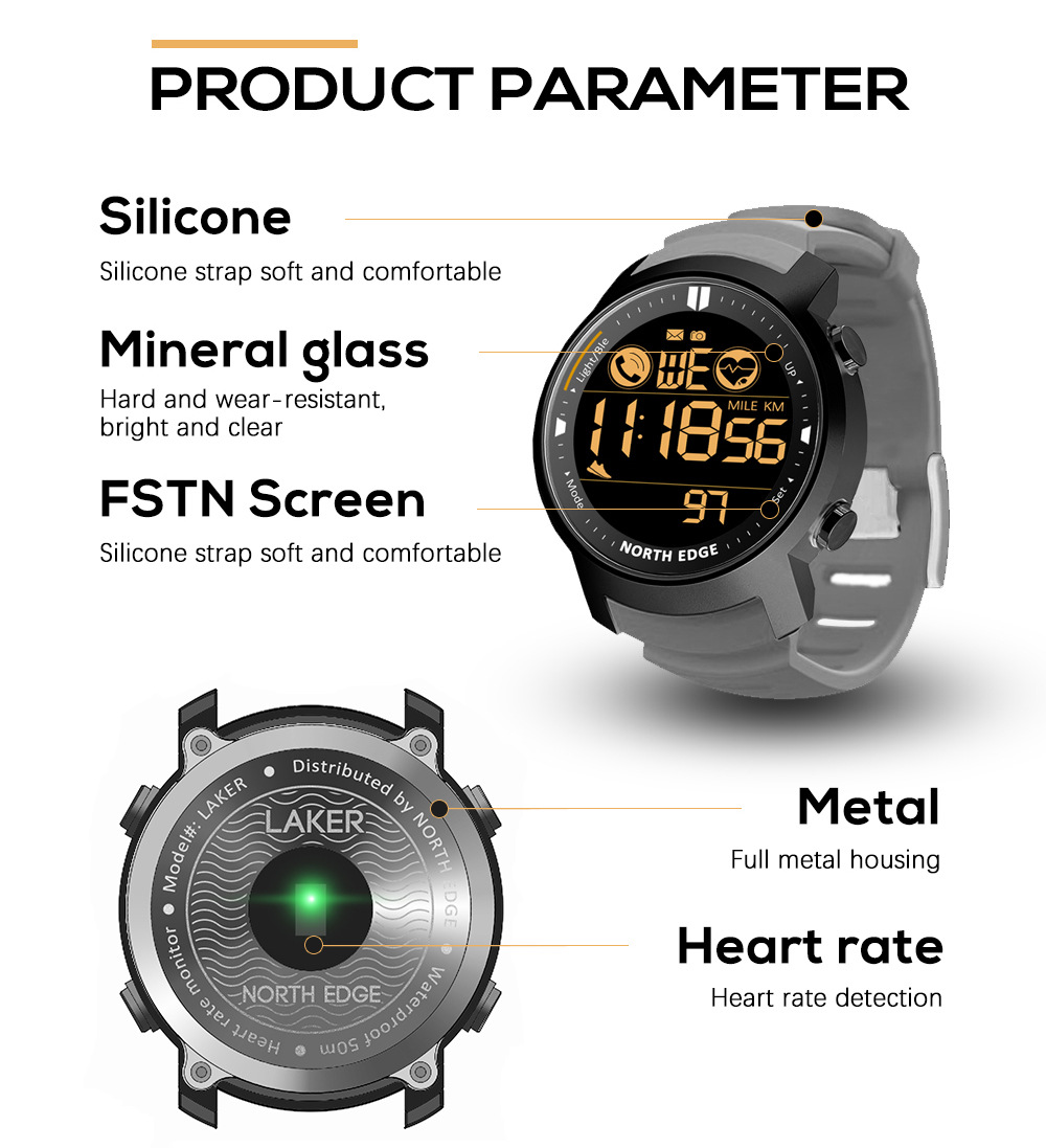 Amazon Smart Sports Metal Watch Heart Rate Waterproof Swimming Bluetooth Watch Calorie Consumption Tactical Watch