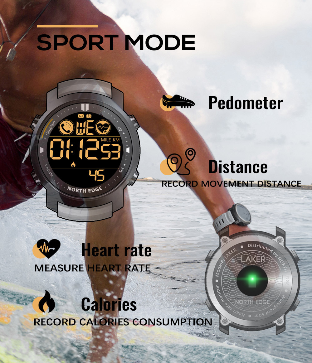 Amazon Smart Sports Metal Watch Heart Rate Waterproof Swimming Bluetooth Watch Calorie Consumption Tactical Watch