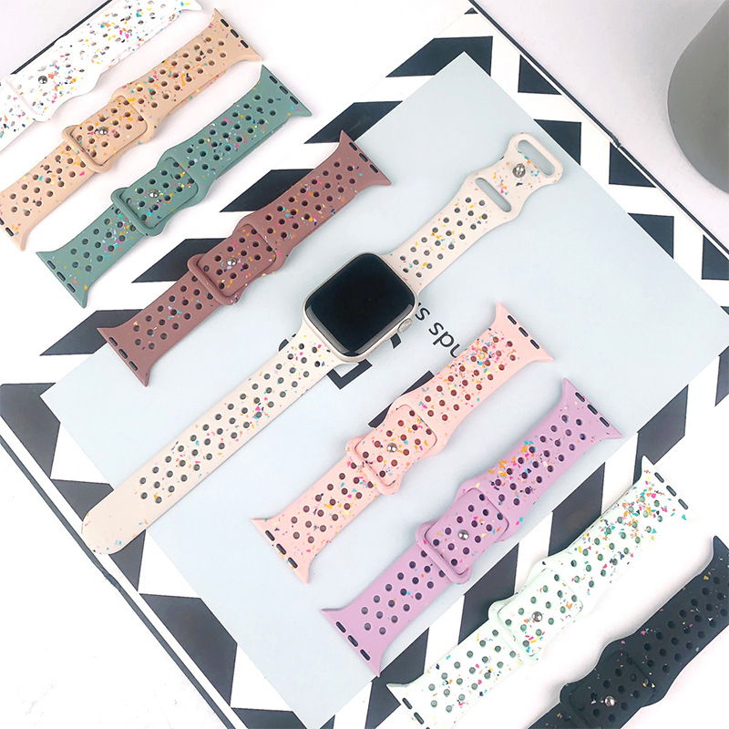 Amazon's best-selling watch strap for Apple. iWatch butterfly buckle hole color chip silicone apple watch strap