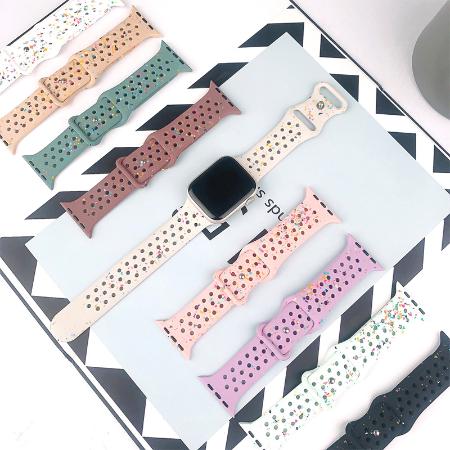 Amazon's best-selling watch strap for Apple. iWatch butterfly buckle hole color chip silicone apple watch strap