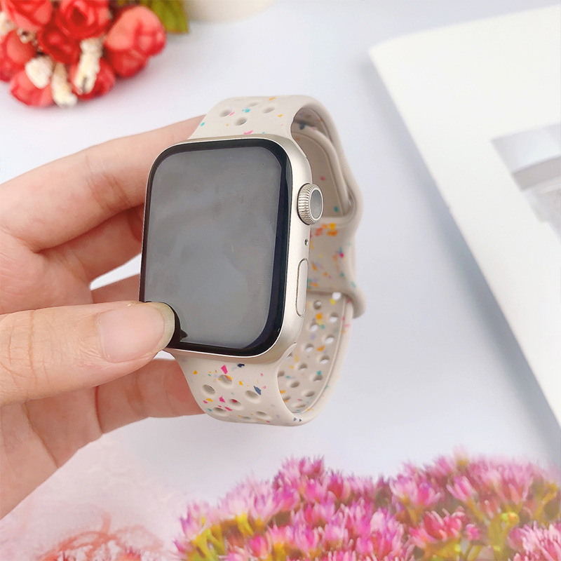 Amazon's best-selling watch strap for Apple. iWatch butterfly buckle hole color chip silicone apple watch strap