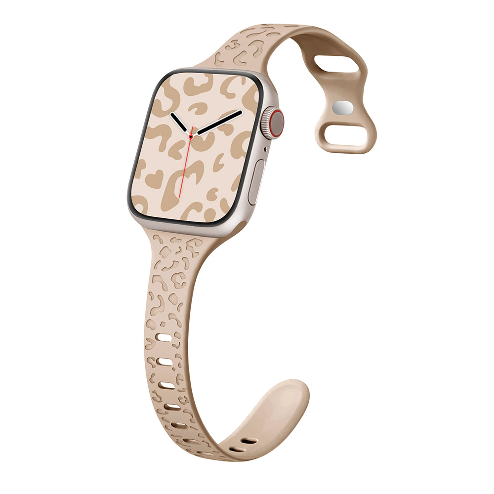 Suitable for Apple Watch with Applewatch 8th generation S9 universal small waist butterfly buckle concave leopard print silicone strap