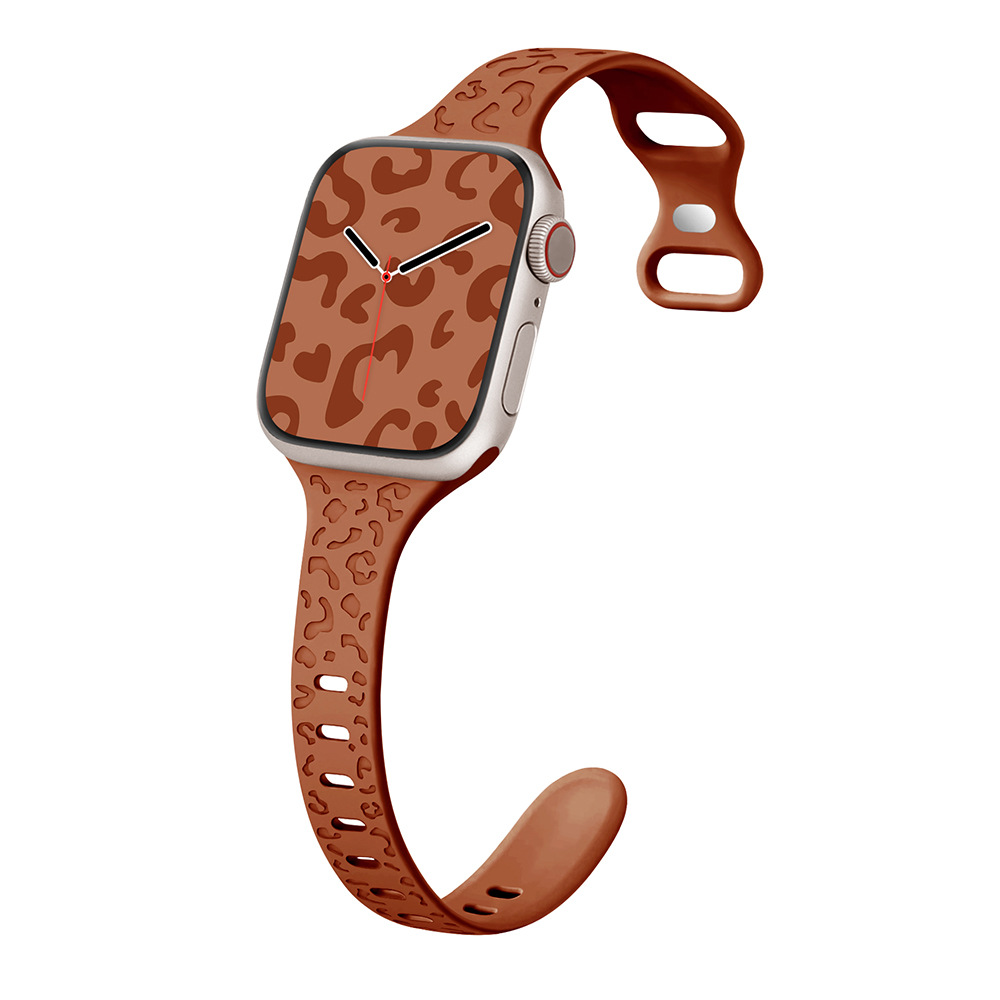 Suitable for Apple Watch with Applewatch 8th generation S9 universal small waist butterfly buckle concave leopard print silicone strap