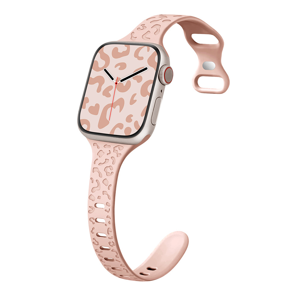 Suitable for Apple Watch with Applewatch 8th generation S9 universal small waist butterfly buckle concave leopard print silicone strap