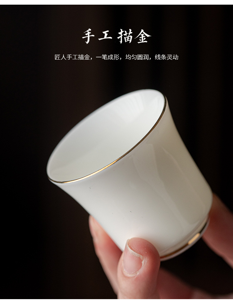 13 piece Dehua Sheep Fat Jade White Porcelain Kung Fu Tea Set Wholesale High end Leather Box Business Gift Teapot Cover Bowl