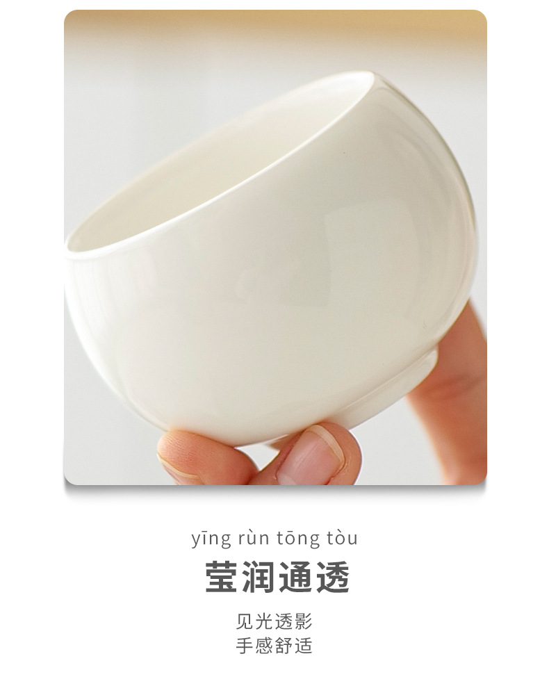 Master's Cup, Single Cup, Tea Cup, Tea Jar, Sheep Fat Jade Tea Set, Tea Tasting Cup, Household High end, Hundred Family Surnames, Private Printed Logo