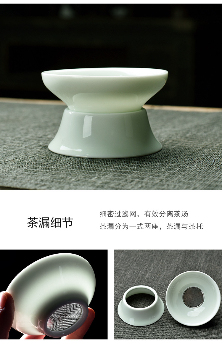 Opening Gift Kung Fu Tea Set Wholesale Logo Printing Home Sheep Fat Jade Ceramic Three Talent Bowl Teapot Set