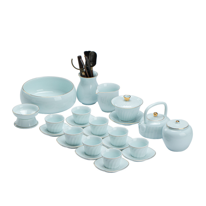 Gift Kung Fu Tea Set Wholesale Household Logo Cover Bowl Beam Pot Opening Dehua Ceramic Tea Set