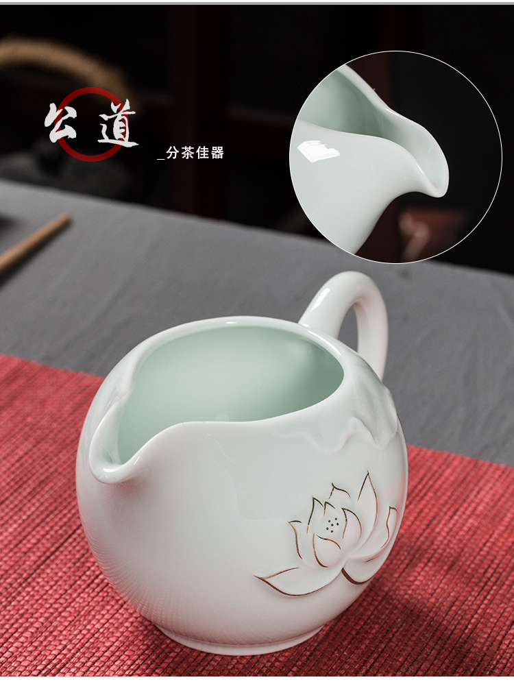 Jinzhu Sancai Bowl Tea Set Logo Lotus Rhyme Teapot Kung Fu Tea Set Wholesale Dehua Ceramics