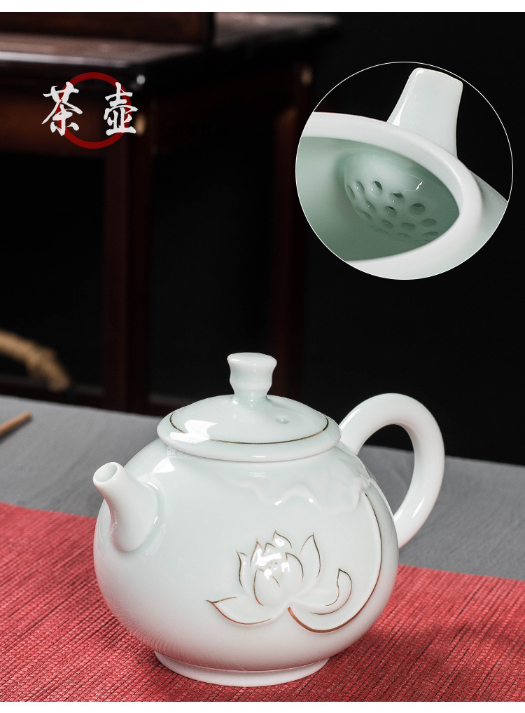 Jinzhu Sancai Bowl Tea Set Logo Lotus Rhyme Teapot Kung Fu Tea Set Wholesale Dehua Ceramics