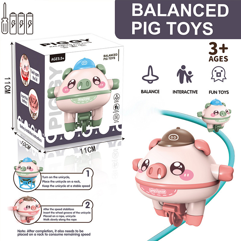 New Tumbler balance pig gyroscope one piece unicycle girl boy cute novelty tightrope walking black technology puzzle toys