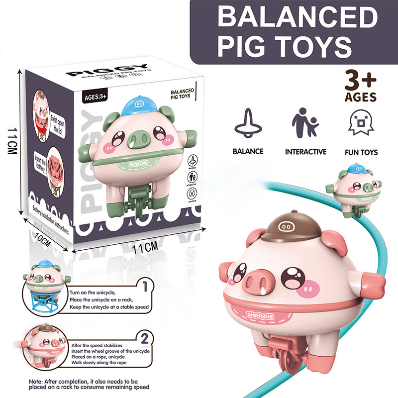 New Tumbler balance pig gyroscope one piece unicycle girl boy cute novelty tightrope walking black technology puzzle toys